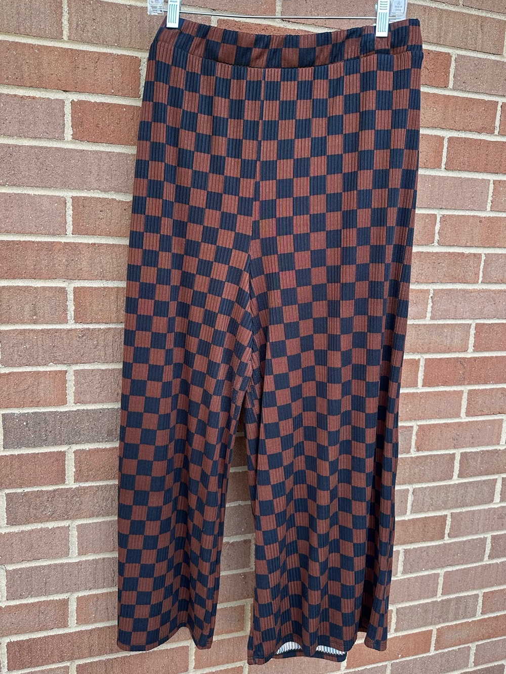 Dressed In LALA Lex Ribbed Playsuit - Brown/Black Checkerboard Size 3XL - Picture 4 of 16